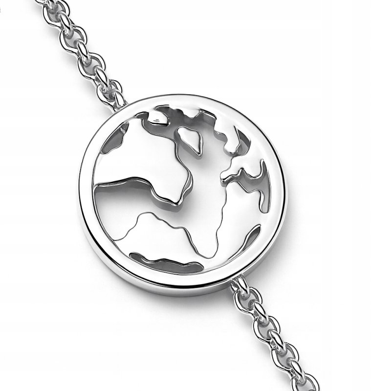 Bransoletka damska srebrna świat podróż samolot srebro próba 925 regulowana