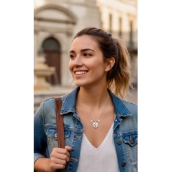 Naszyjnik damski srebrny świat podróż samolot srebro próba 925 regulowany