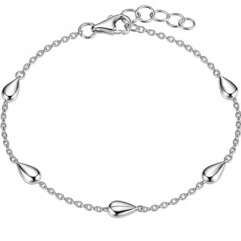 Bransoletka damska srebrna krople srebro próba 925 regulowana