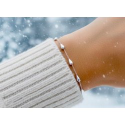 Bransoletka damska srebrna krople srebro próba 925 regulowana