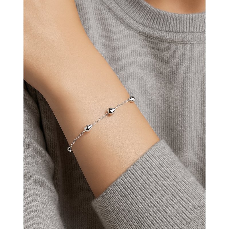 Bransoletka damska srebrna krople srebro próba 925 regulowana