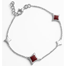 Bransoletka damska srebrna romby gwiazdki srebro próba 925 regulowana