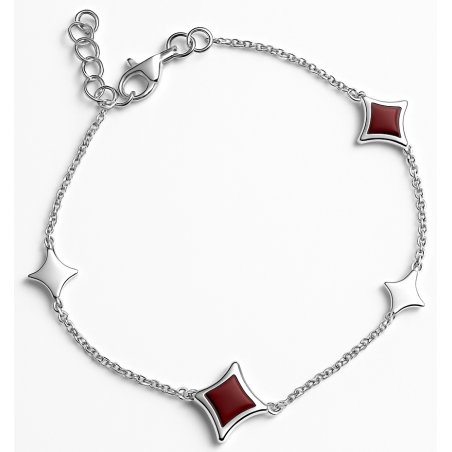 Bransoletka damska srebrna romby gwiazdki srebro próba 925 regulowana