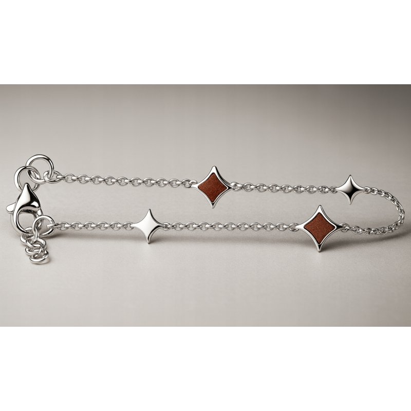 Bransoletka damska srebrna romby gwiazdki srebro próba 925 regulowana