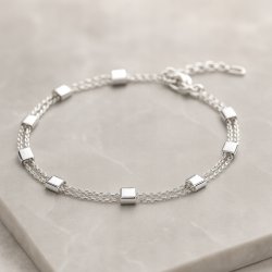 Bransoletka damska srebrna geometryczna srebro próba 925 regulowana