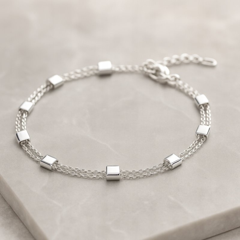 Bransoletka damska srebrna geometryczna srebro próba 925 regulowana