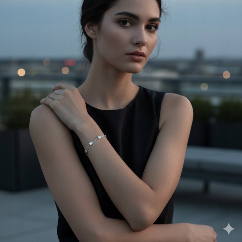 Bransoletka damska srebrna geometryczna srebro próba 925 regulowana