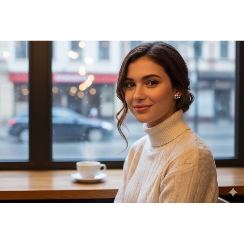 Srebrne kolczyki serca damskie srebro 925 wkrętki sztyft