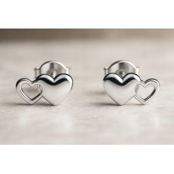 Srebrne kolczyki serca damskie srebro 925 wkrętki sztyft