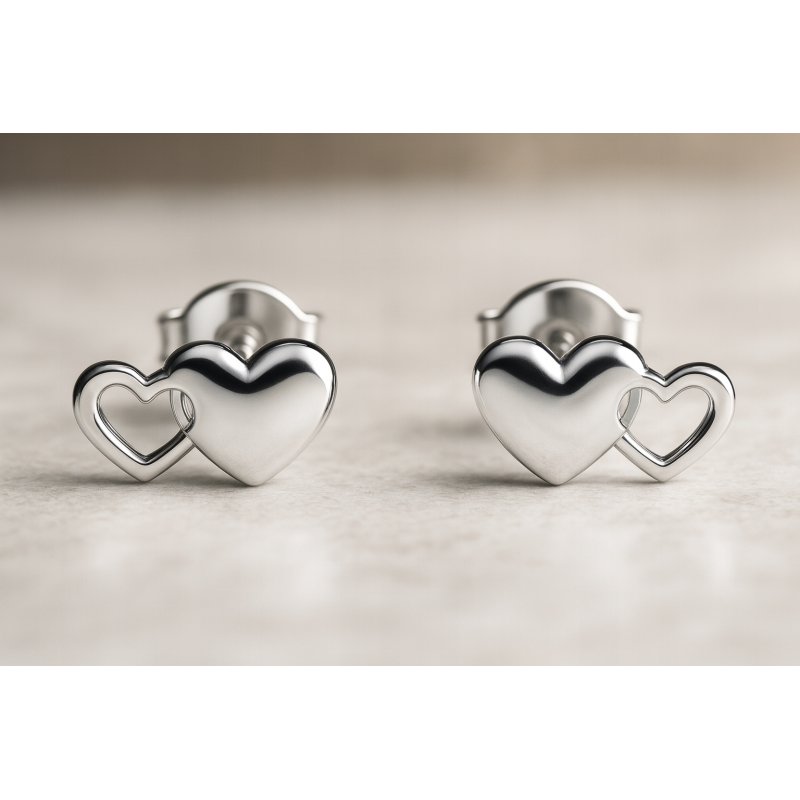 Srebrne kolczyki serca damskie srebro 925 wkrętki sztyft