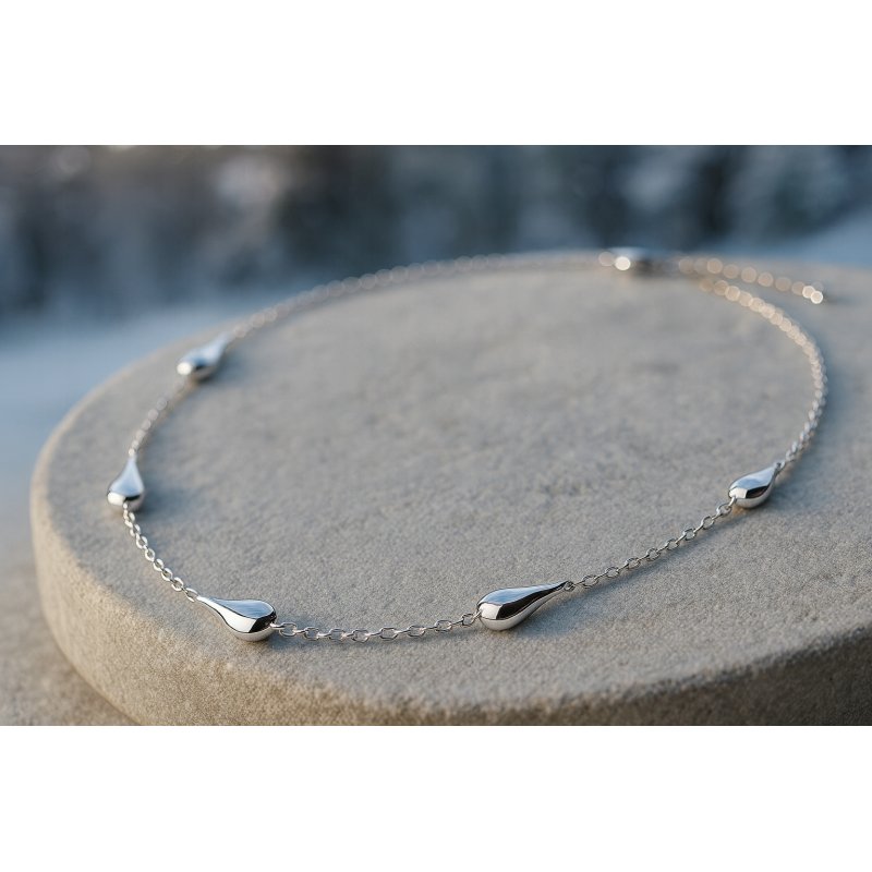 Naszyjnik damski srebrny łańcuszek krople srebro próba 925 regulowany