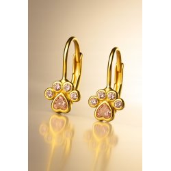 Srebrne kolczyki dla dzieci dla dziewczynki łapki wiszące srebro pozłacane