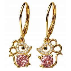 Srebrne kolczyki dla dzieci dla dziewczynki myszki wiszące srebro pozłacane