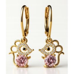 Srebrne kolczyki dla dzieci dla dziewczynki myszki wiszące srebro pozłacane