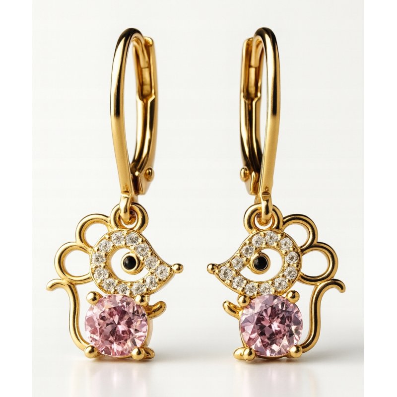 Srebrne kolczyki dla dzieci dla dziewczynki myszki wiszące srebro pozłacane