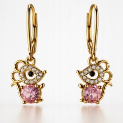 Srebrne kolczyki dla dzieci dla dziewczynki myszki wiszące srebro pozłacane