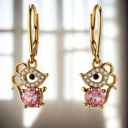 Srebrne kolczyki dla dzieci dla dziewczynki myszki wiszące srebro pozłacane