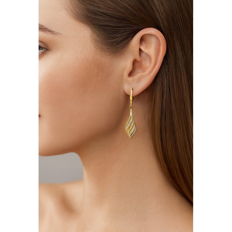 Srebrne kolczyki wiszące kolczyki srebro próba 925 pozłacane oryginalne