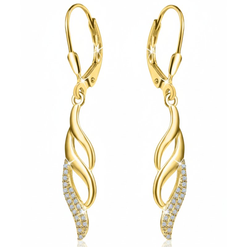 Srebrne kolczyki wiszące długie kolczyki damskie srebro próba 925 pozłacane