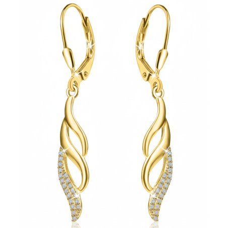 Srebrne kolczyki wiszące długie kolczyki damskie srebro próba 925 pozłacane