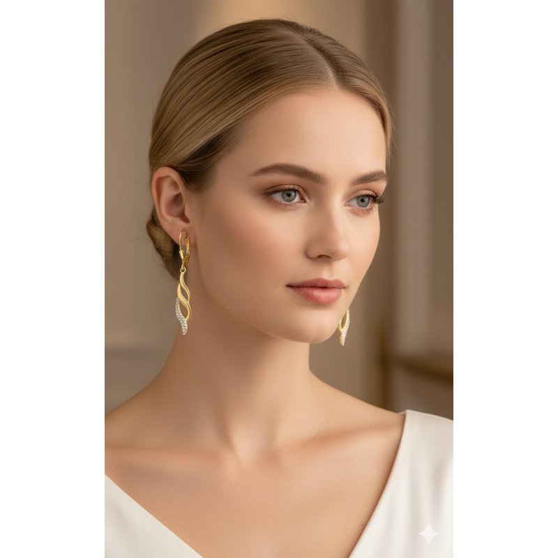 Srebrne kolczyki wiszące długie kolczyki damskie srebro próba 925 pozłacane