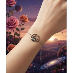 Bransoletka damska srebrna Mały chłopiec lis róża srebro próba 925 regulowana