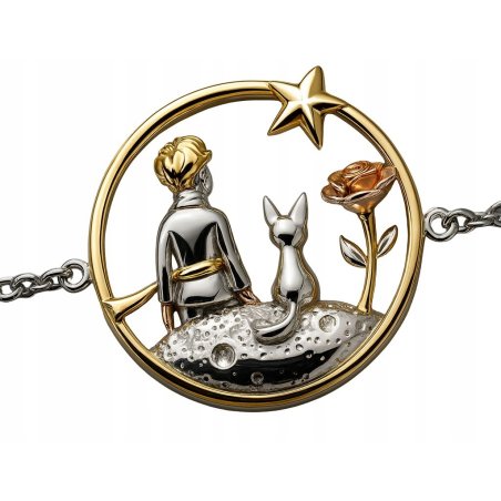 Bransoletka damska srebrna Mały chłopiec lis róża srebro próba 925 regulowana