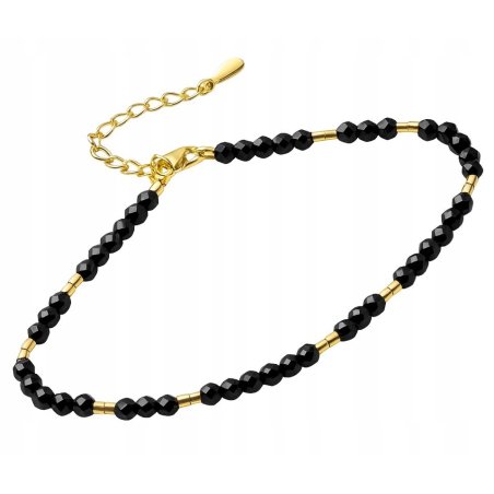 Bransoletka srebrna damska pozłacana ochronna zdrowtona turmalin srebro