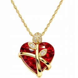 Srebrny naszyjnik łańcuszek damski serce pozłacany + szkatułka róża srebro pozłacane