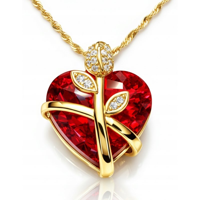 Srebrny naszyjnik łańcuszek damski serce pozłacany + szkatułka róża srebro pozłacane