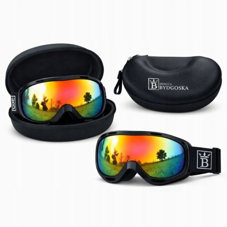 Gogle SNOWZUNO1 czarne dziecięce dla chłopca zimowe narciarskie snowboardowe narty