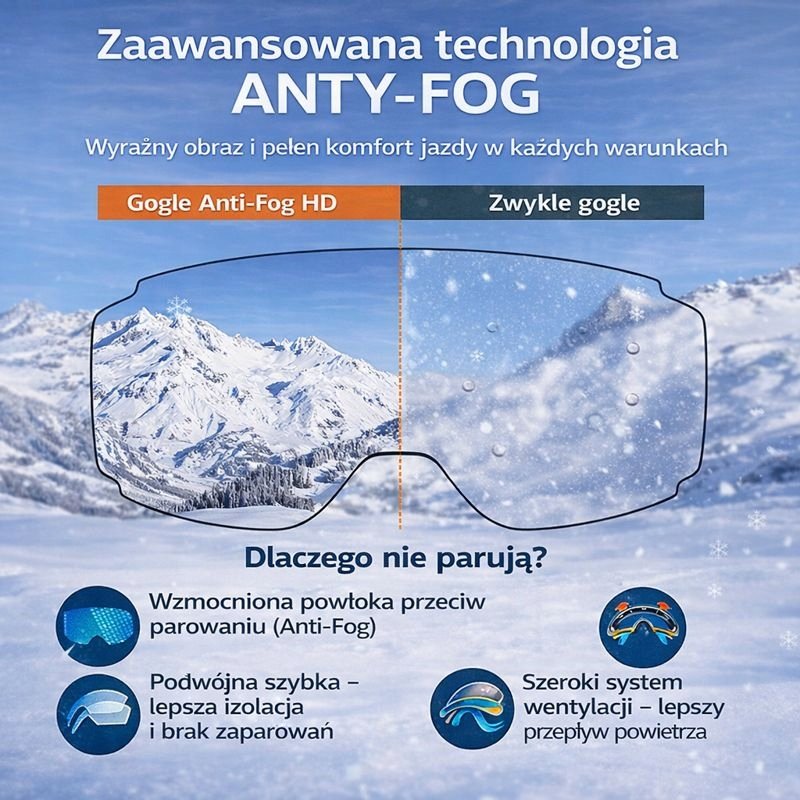 Gogle SNOWZUNO1 czarne dziecięce dla chłopca zimowe narciarskie snowboardowe narty