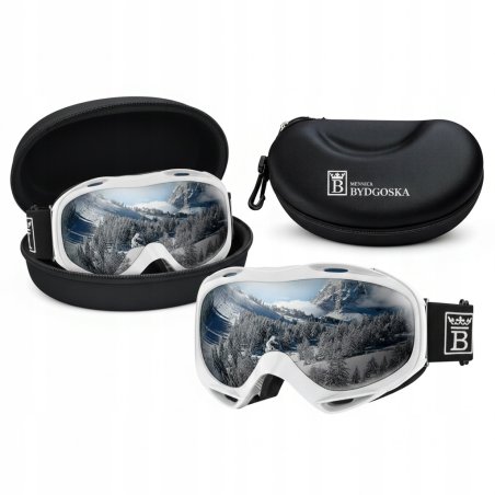 Gogle SNOWRIONS1 narciarskie snowboardowe lustrzane UV400 regulowane etui ochronne