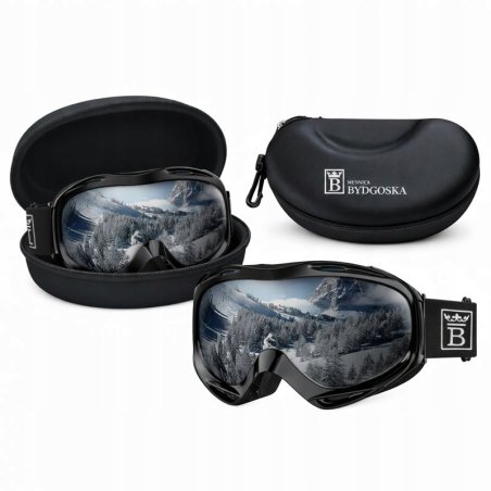 Gogle narciarskie SNOWRIONS2 czarne męskie zimowe snowboardowe narty UV400 etui ochronne