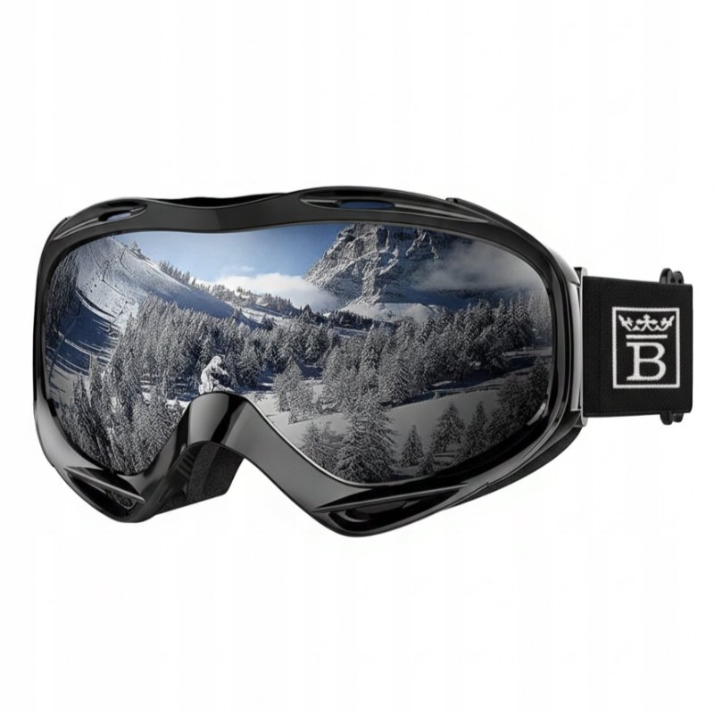 Gogle narciarskie SNOWRIONS2 czarne męskie zimowe snowboardowe narty UV400 etui ochronne