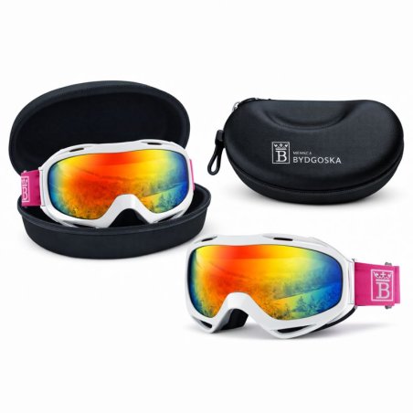 Gogle SNOWRIONS4 damskie narciarskie snowboardowe narty lustrzane zimowe UV400 etui ochronne