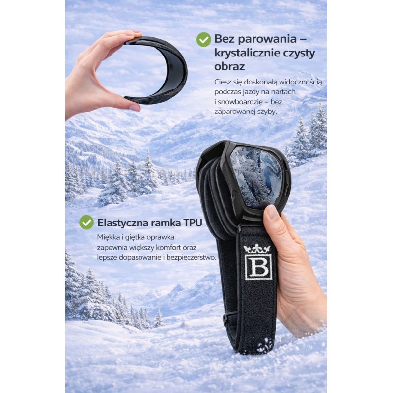 Gogle SNOWRIONS4 damskie narciarskie snowboardowe narty lustrzane zimowe UV400 etui ochronne