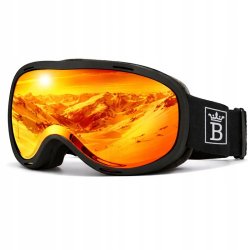 Gogle młodzieżowe i dla dorosłych narciarskie snowboardowe SNOWVELTRAS1 lustrzane UV400 regulowane etui ochronne