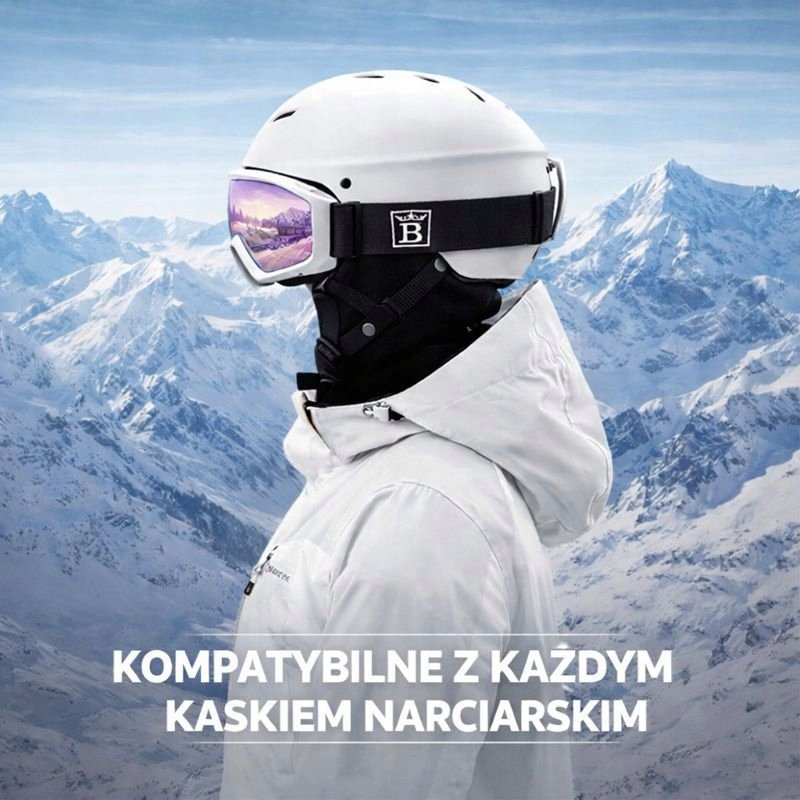 Gogle młodzieżowe i dla dorosłych narciarskie snowboardowe SNOWVELTRAS2 lustrzane UV400 regulowane etui ochronne