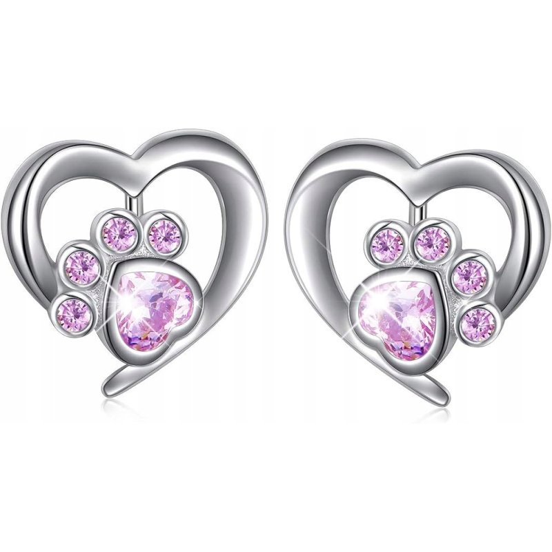 Kolczyki łapki srebro 925 wkrętki rodowane kolczyki srebrne sztyfty różowe
