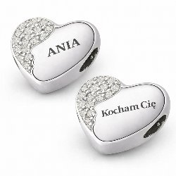 Charms Zawieszka IMIĘ Charms Serce dwustronny GRAWER Srebro próba 925 walentynki