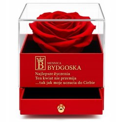 Szkatułka wieczna róża kwiat czerwona dekoracyjna na prezent walentynki