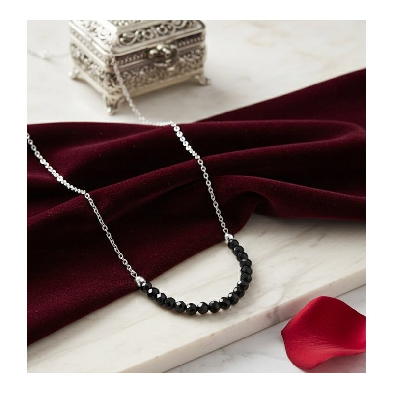 Srebrny naszyjnik damski z turmalinem łańcuszek ochronny srebro próba 925