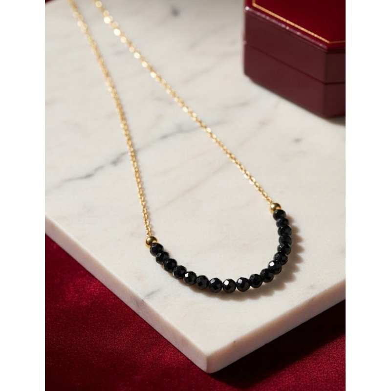 Srebrny naszyjnik pozłacany damski z turmalinem srebro 925