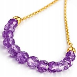 Srebrny naszyjnik pozłacany damski z ametystami srebro 925