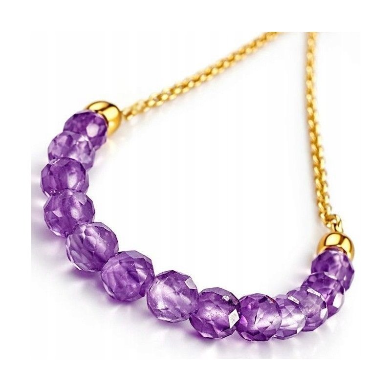 Srebrny naszyjnik pozłacany damski z ametystami srebro 925