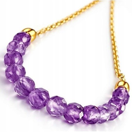 Srebrny naszyjnik pozłacany damski z ametystami srebro 925