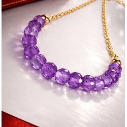 Srebrny naszyjnik pozłacany damski z ametystami srebro 925