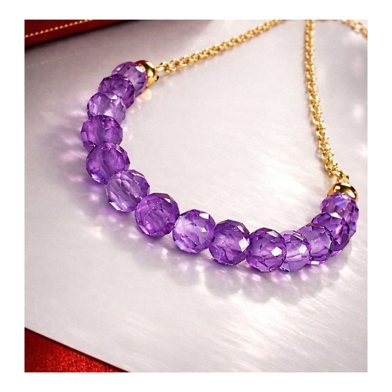 Srebrny naszyjnik pozłacany damski z ametystami srebro 925