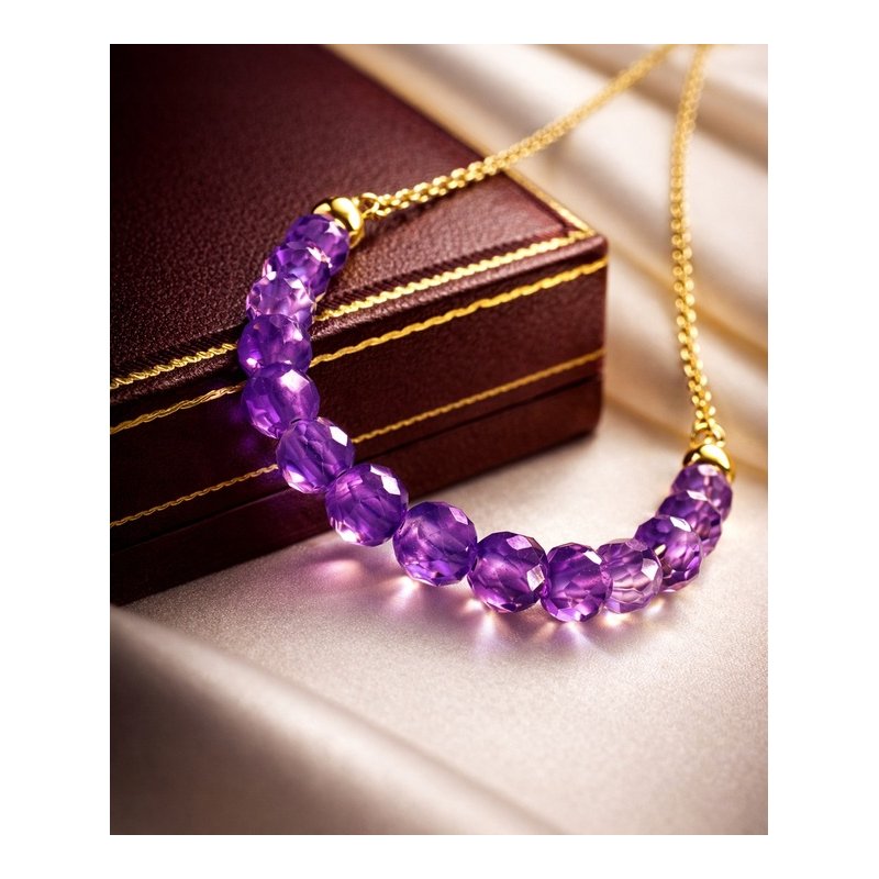 Srebrny naszyjnik pozłacany damski z ametystami srebro 925